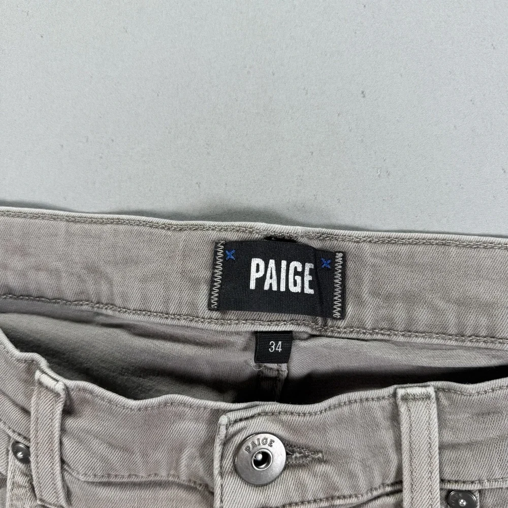 Paige Jeans Mens 34x32 Beige Stretch Federal Slim Straight Pants 5 Pocket